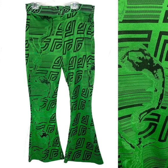 Jean Paul Gaultier Pants - Vintage Jean Paul Gaultier Green Cyber sport flared pant leggings